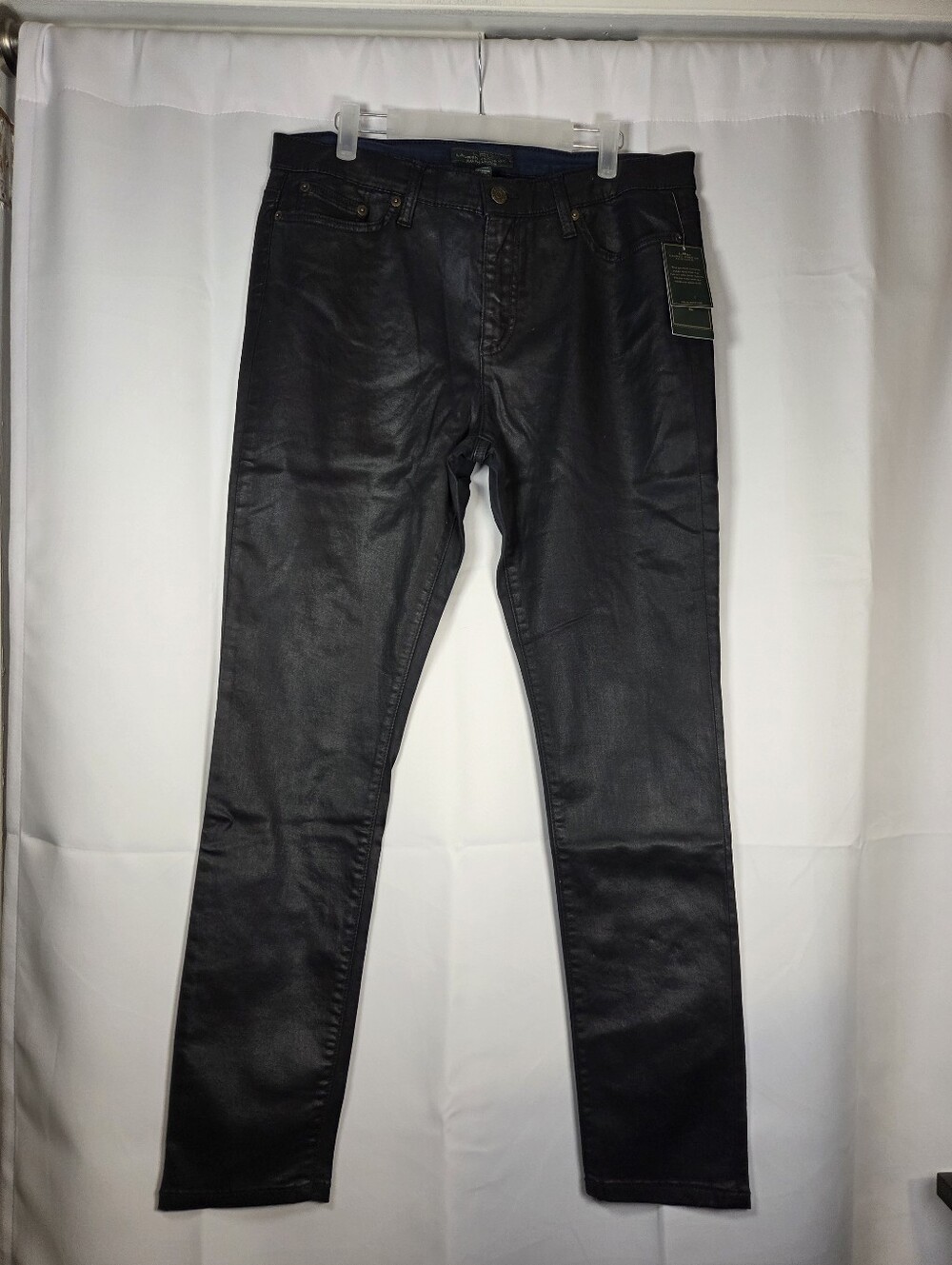 Lauren Ralph Lauren NEW Wax Coated Skinny Denim Blue Jeans Women's 12  $135